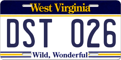 WV license plate DST026