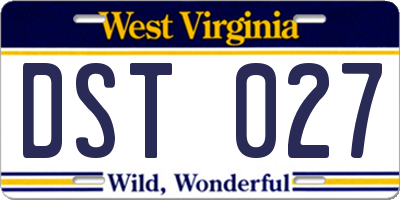 WV license plate DST027