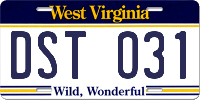 WV license plate DST031