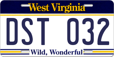 WV license plate DST032