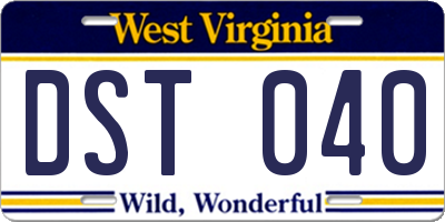 WV license plate DST040