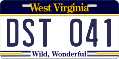 WV license plate DST041