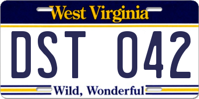 WV license plate DST042