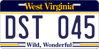 WV license plate DST045
