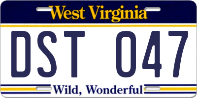 WV license plate DST047