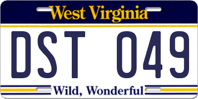 WV license plate DST049