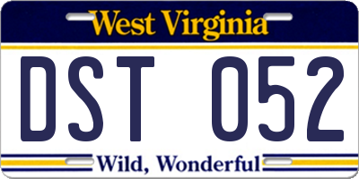 WV license plate DST052