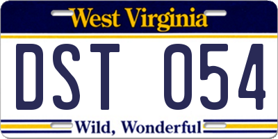 WV license plate DST054