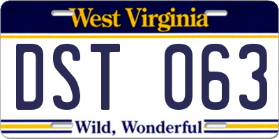 WV license plate DST063