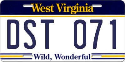WV license plate DST071