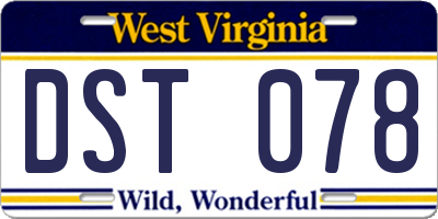 WV license plate DST078