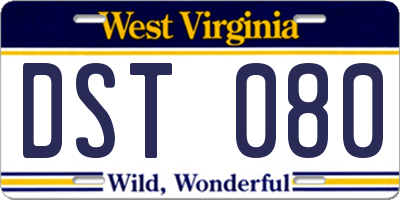WV license plate DST080