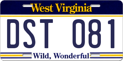 WV license plate DST081