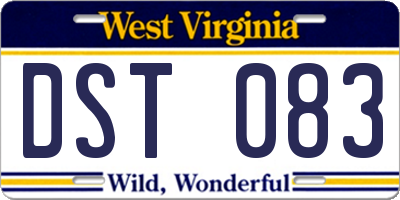 WV license plate DST083