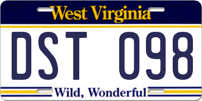 WV license plate DST098