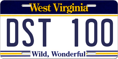 WV license plate DST100