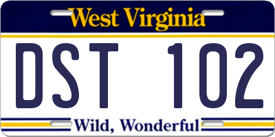 WV license plate DST102