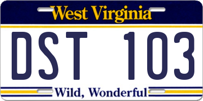 WV license plate DST103