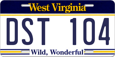 WV license plate DST104