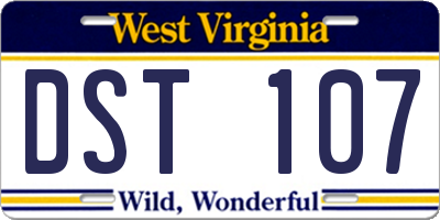 WV license plate DST107