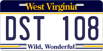 WV license plate DST108