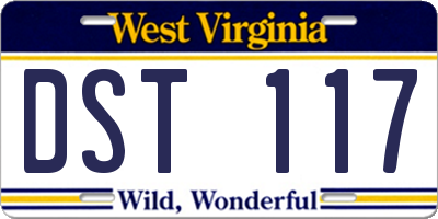 WV license plate DST117