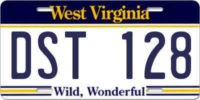 WV license plate DST128