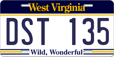 WV license plate DST135