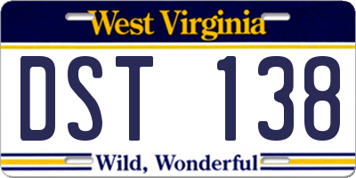WV license plate DST138