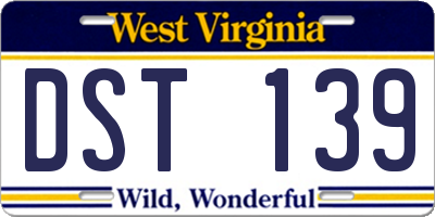 WV license plate DST139
