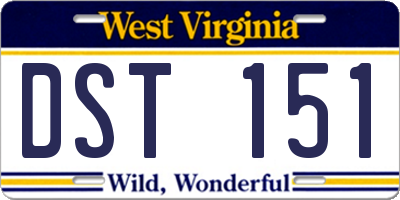 WV license plate DST151
