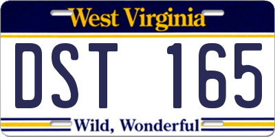 WV license plate DST165