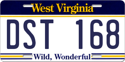WV license plate DST168