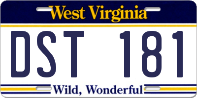 WV license plate DST181