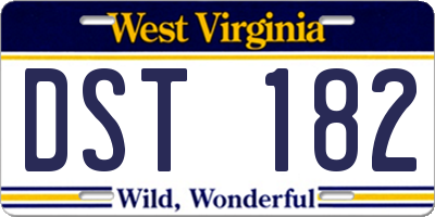WV license plate DST182