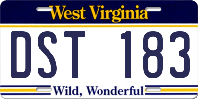 WV license plate DST183