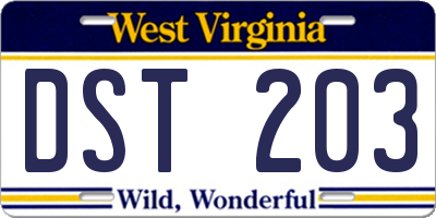 WV license plate DST203