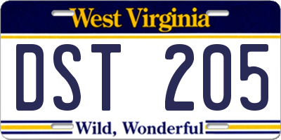 WV license plate DST205