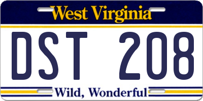 WV license plate DST208