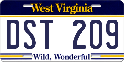 WV license plate DST209