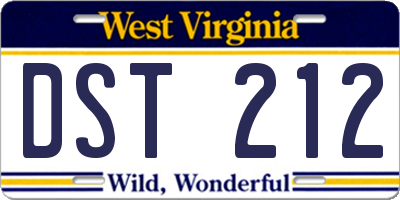 WV license plate DST212