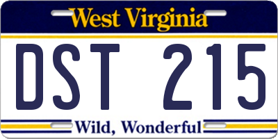 WV license plate DST215