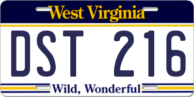 WV license plate DST216