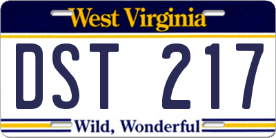 WV license plate DST217
