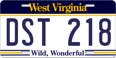 WV license plate DST218