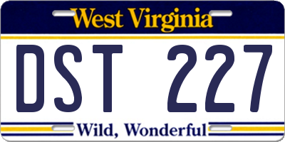 WV license plate DST227