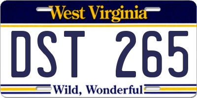 WV license plate DST265