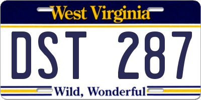 WV license plate DST287