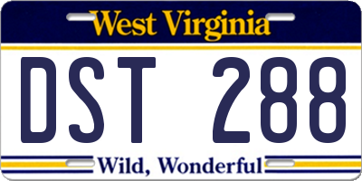WV license plate DST288