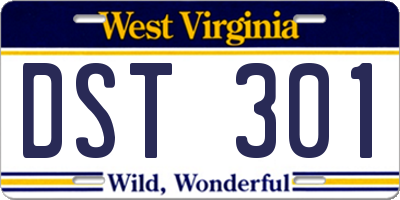 WV license plate DST301